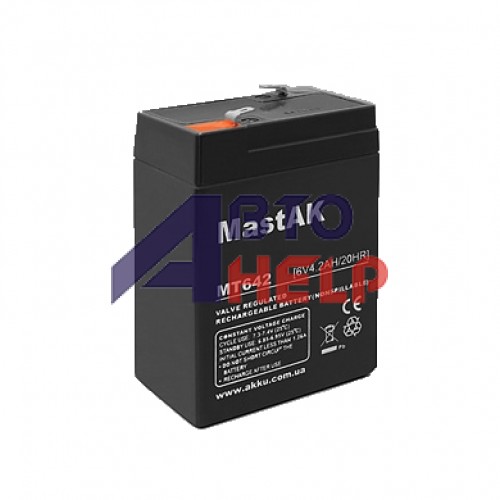 Аккумулятор AGM 6V, 4,2Ah, MastAK MT642