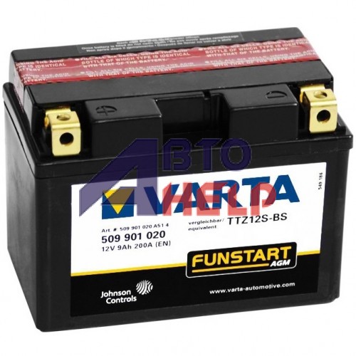 Акумулятор мото VARTA AGM Powersports 12V 9Ah TTZ12S-4/TTZ12S-BS