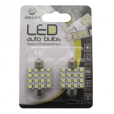 Автолампа Zollex LED V2207 1шт. (Festoon/36mm, white, 12V, SMD 2835x16)