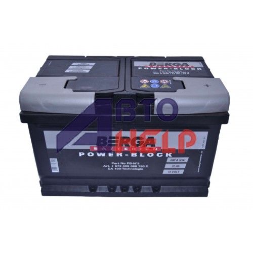 Автомобильный аккумулятор BERGA Power Block 6СТ-72Ah АзЕ 680A (EN) 572409068
