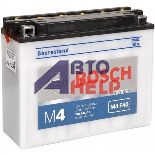 Аккумулятор мото Bosch M4 Fresh Pack 16Ah Ев M4F40 (120EN) 0092M4F400