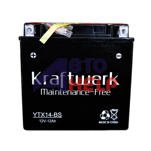 Аккумулятор мото KRAFTWERK 6СТ-12Ah Аз YTX14-BS (180EN)