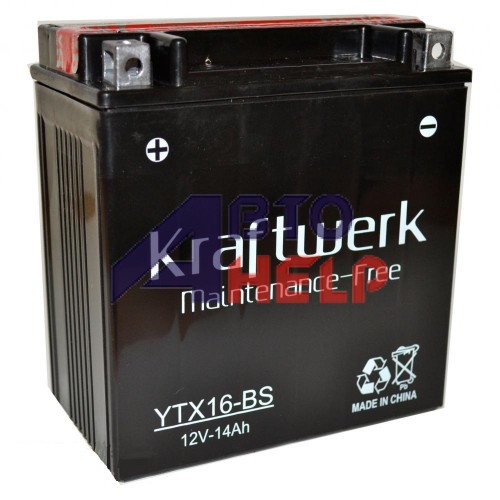 Аккумулятор мото KRAFTWERK 6СТ-14Ah Аз YTX16B-BS (200EN)