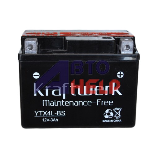 Аккумулятор мото KRAFTWERK 6СТ-3Ah АзЕ YTX4L-BS (40EN)