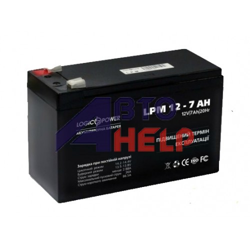 Аккумулятор тяговий Logic Power 7Ah LP 12-7 без нижн. бурта , LP 12-7