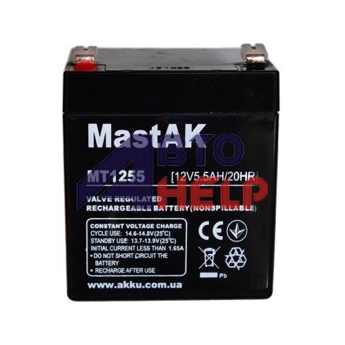 Аккумулятор тяговий MastAK MT1255 6СТ-5,5Ah Аз AGM