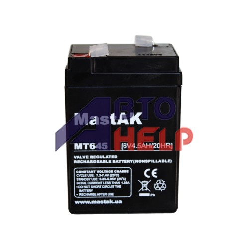 Аккумулятор тяговий MastAK MT645 6СТ-4,5Ah AGM