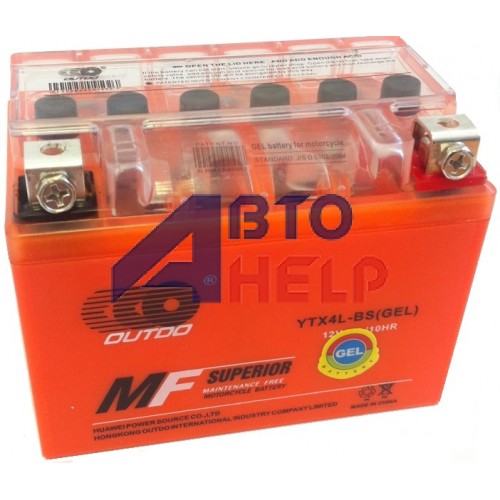 Аккумулятор мото Outdo 6СТ-4Ah GEL (YTX4L-BS)