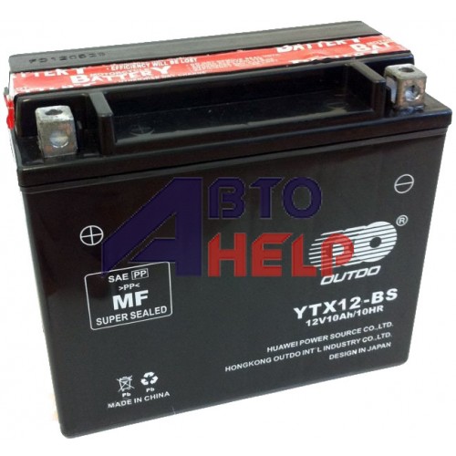 Аккумулятор мото Outdо 6СТ-10Аh (YTX12-BS)
