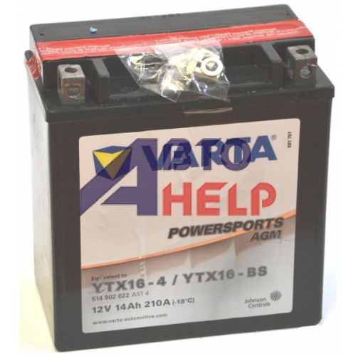Аккумулятор мото VARTA Powersports AGM 6СТ-14Ah Аз (YTX16-BS, 514902022) (210EN)