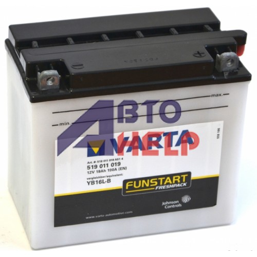 Аккумулятор мото VARTA Funstart 6СТ-19Ah АзЕ (YB16L-B, 519011019) (190EN)