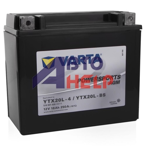Аккумулятор мото VARTA Powersports AGM 6СТ-18Аh АзЕ (YTX20L-BS, 518901026) (250EN)