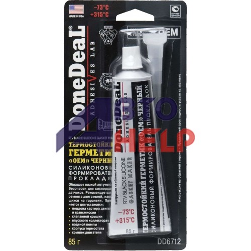 Герметик прокладки DoneDeaL Gasket Maker 315°С термостийкий силиконовый черный (DD6712) (85г)