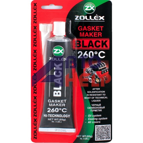 Герметик прокладки Zollex Gasket Maker Black 260°C черный (3-bl) (85г)