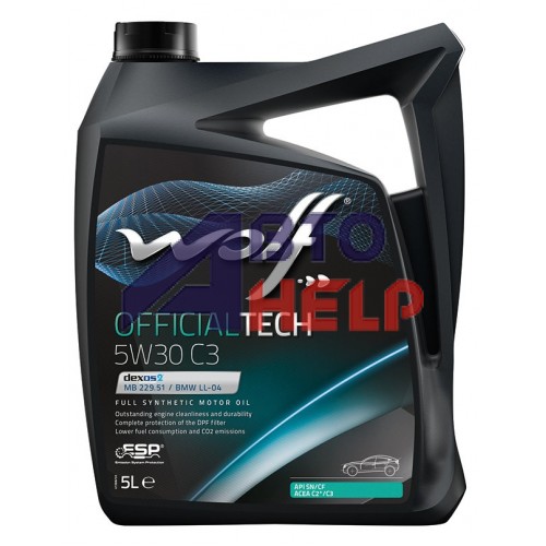 Автомобильное моторное масло WOLF OFFICIALTECH C3 5W-30 5л 8308215