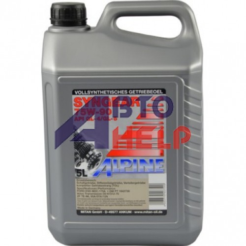 Масло трансмиссионное синтетическое ALPINE Syngear API GL-4/GL-5 75W-90 (5л)